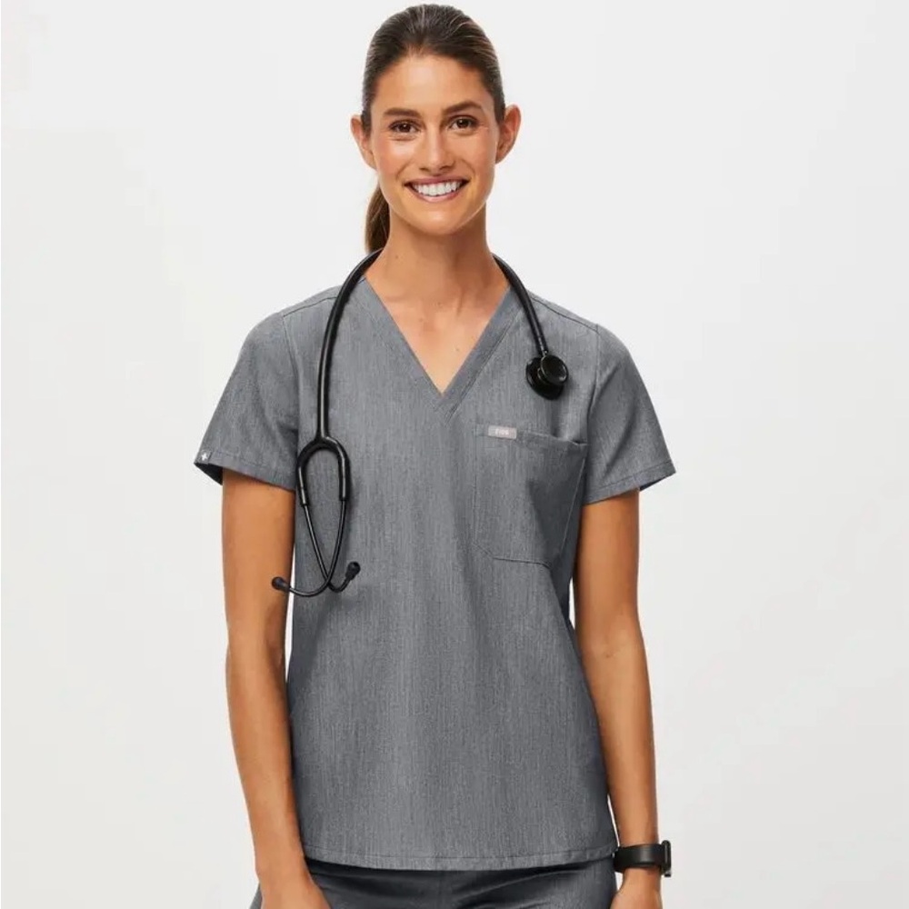 Women's Grey Figs V-Neck Scrub Top